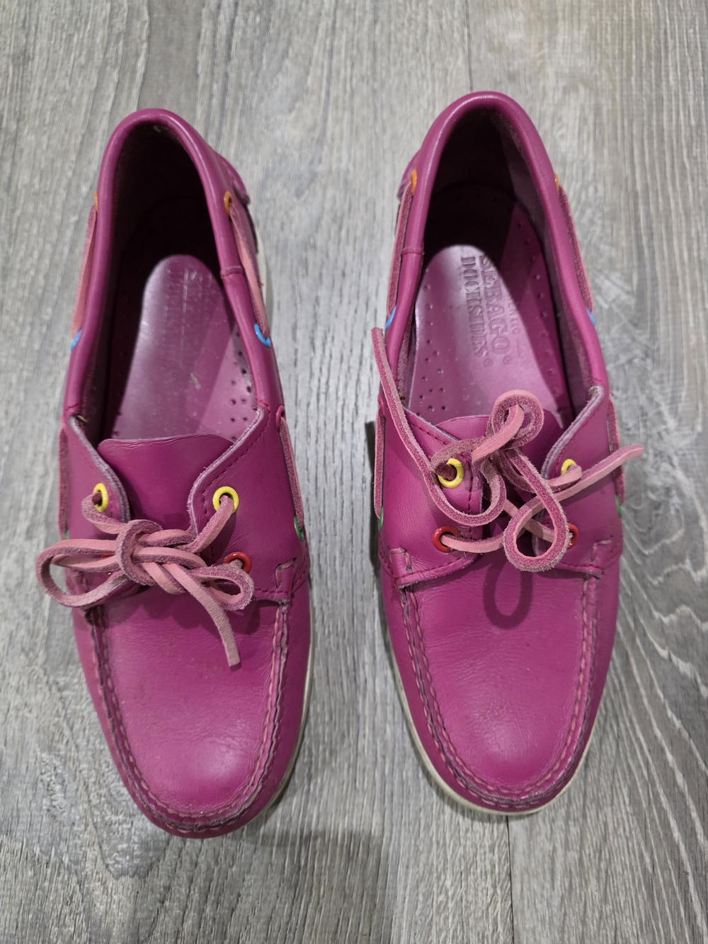 Vintage.Sebago Docksiders Siders Ross Island Magenta Boat Shoe Loafer8.5.